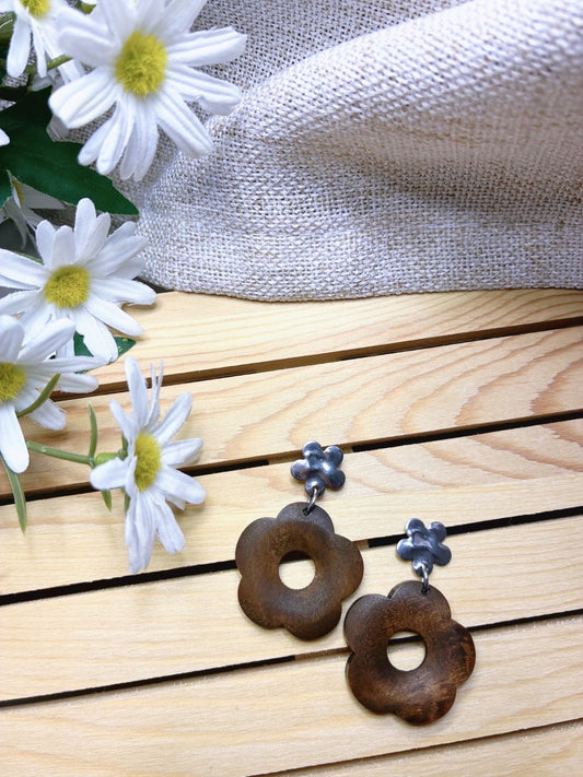 Pendientes "Naturaleza Dual" – Madera y Acero