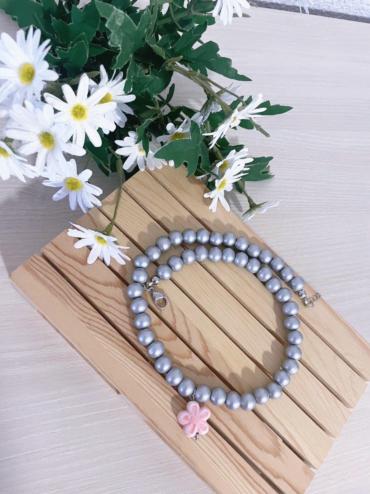 Collar Margarita Pop plateado